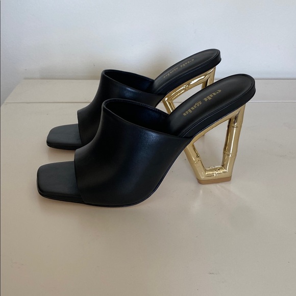 NWOB Cult Gaia Astaea Sandals Women's Black Open Toe Slip On bamboo-style - Picture 12 of 17